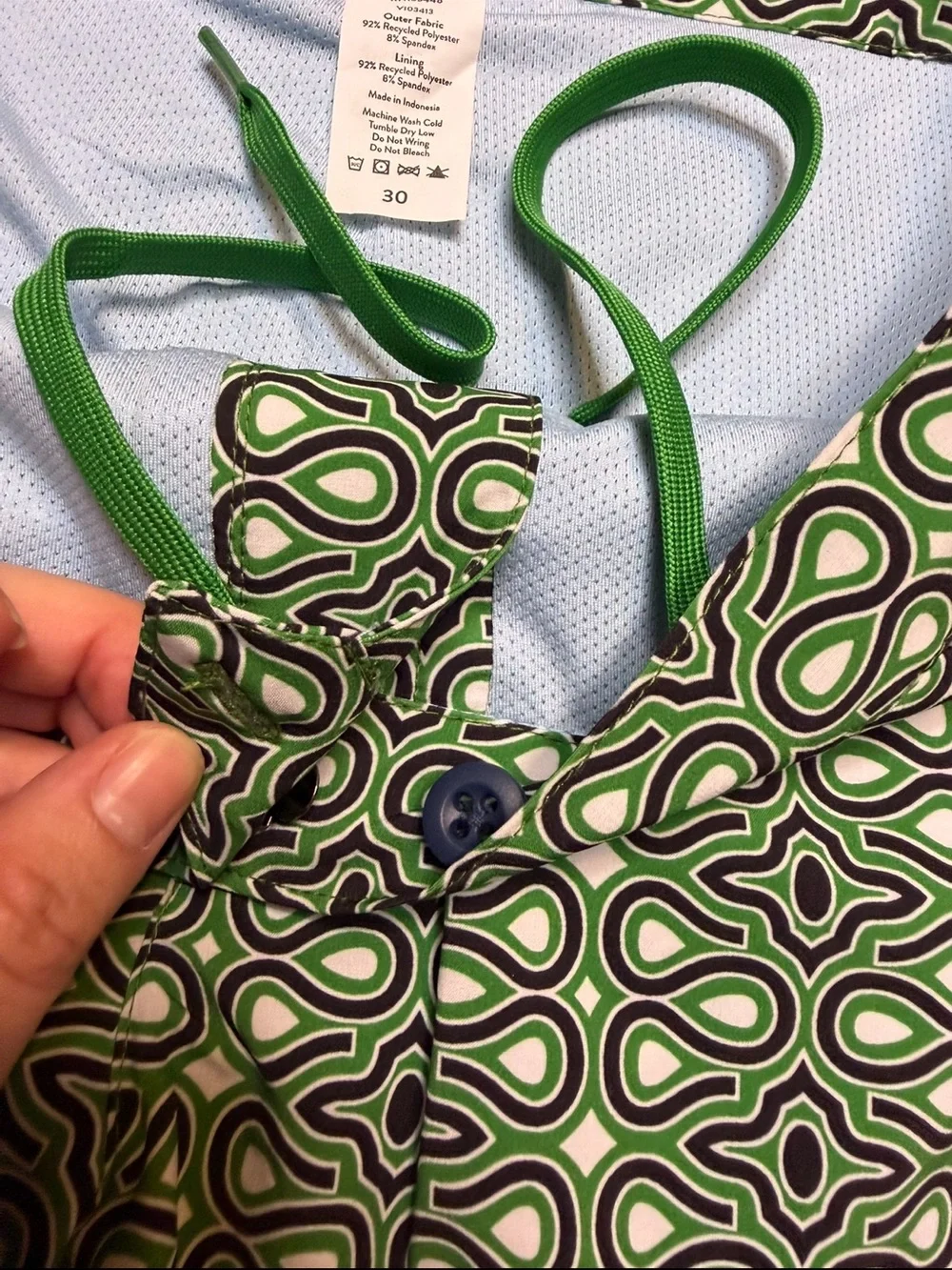 🌊 Fair Harbor The Sextant Trunk Green Geometric Swim Shorts Size 30 🌊